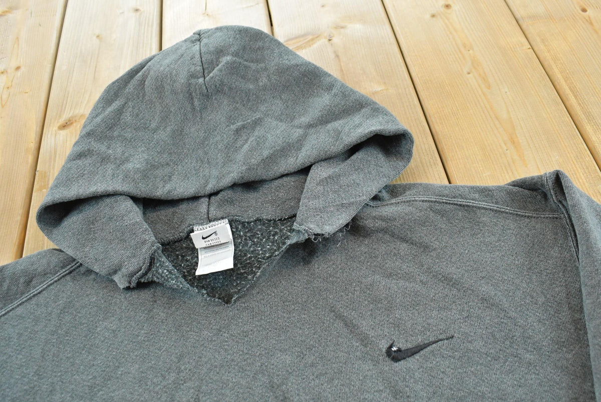 Vintage 1990s Cut Collar Nike Mini Swoosh Hoodie Men's L