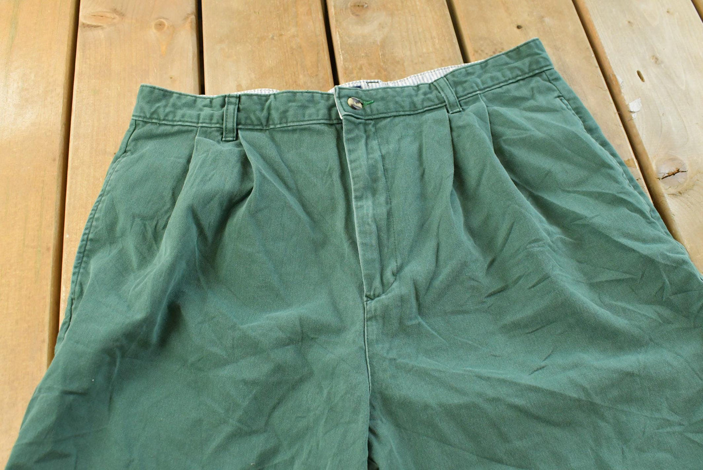 Vintage 1990s Tommy Hilfiger Green Cotton Shorts Men's 32