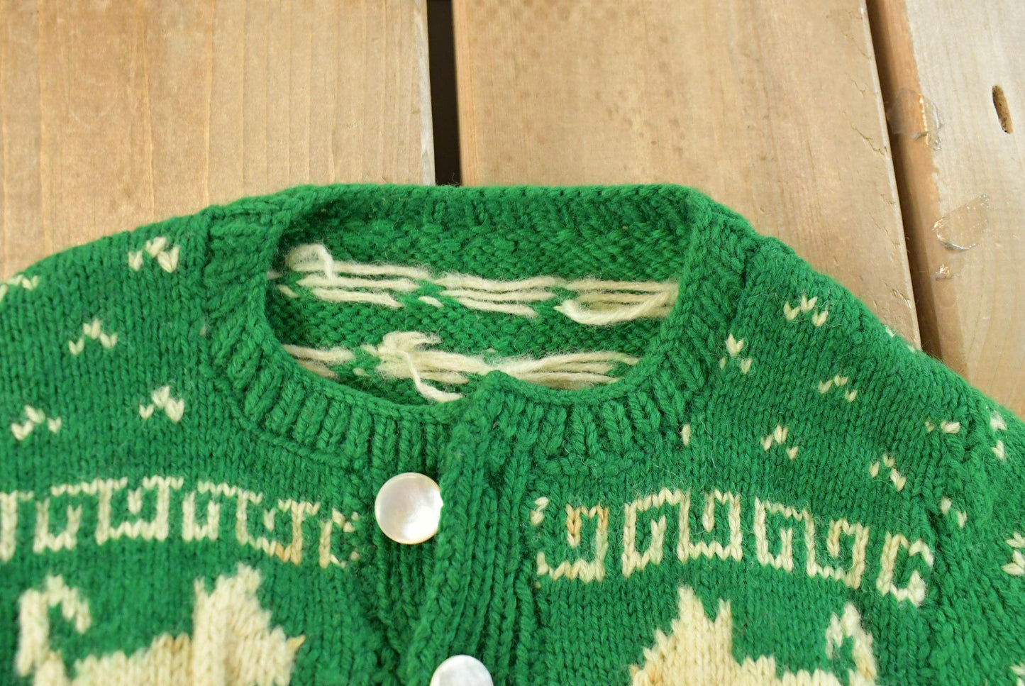 Vintage 1970s Nordic Knit Cardigan Sweater Youth S-M