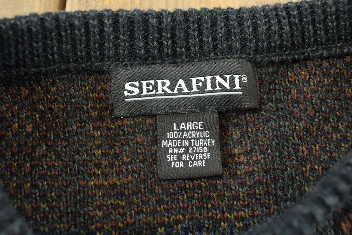 Vintage 1990s Serafini Acrylic Knit Crewneck Sweater Men's L