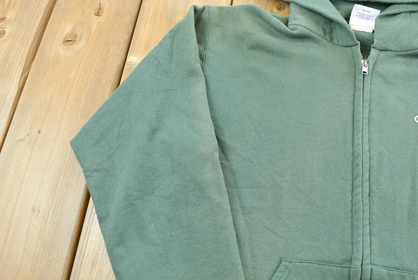 Vintage 2000s Champion Blank Green Full Zip Hoodie Sweatshirt Men's S