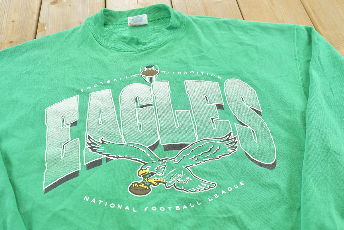 Vintage 1990s Philadelphia Eagles Kelly Green Hanes Crewneck Sweatshirt Men's L