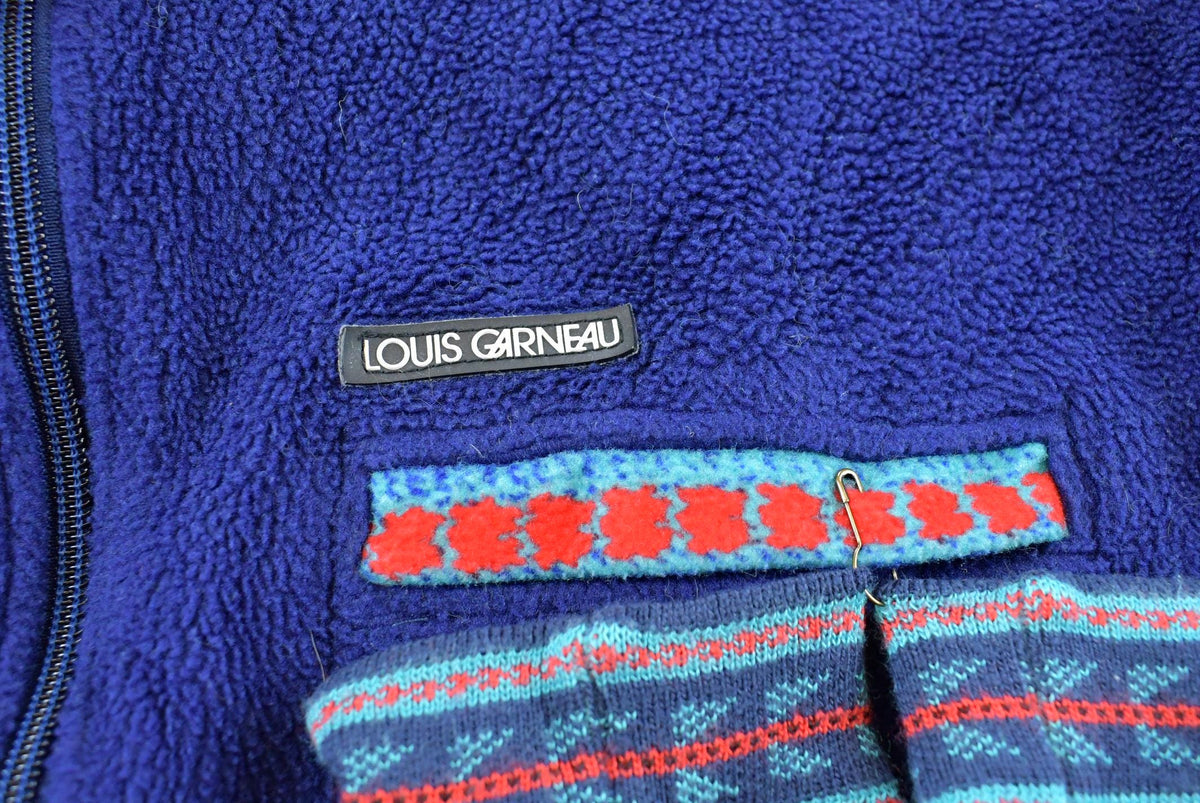 Vintage 1990s Louis Garneau Headband Gloves Set Full Zip Fleece Sweater Jacket Men's L
