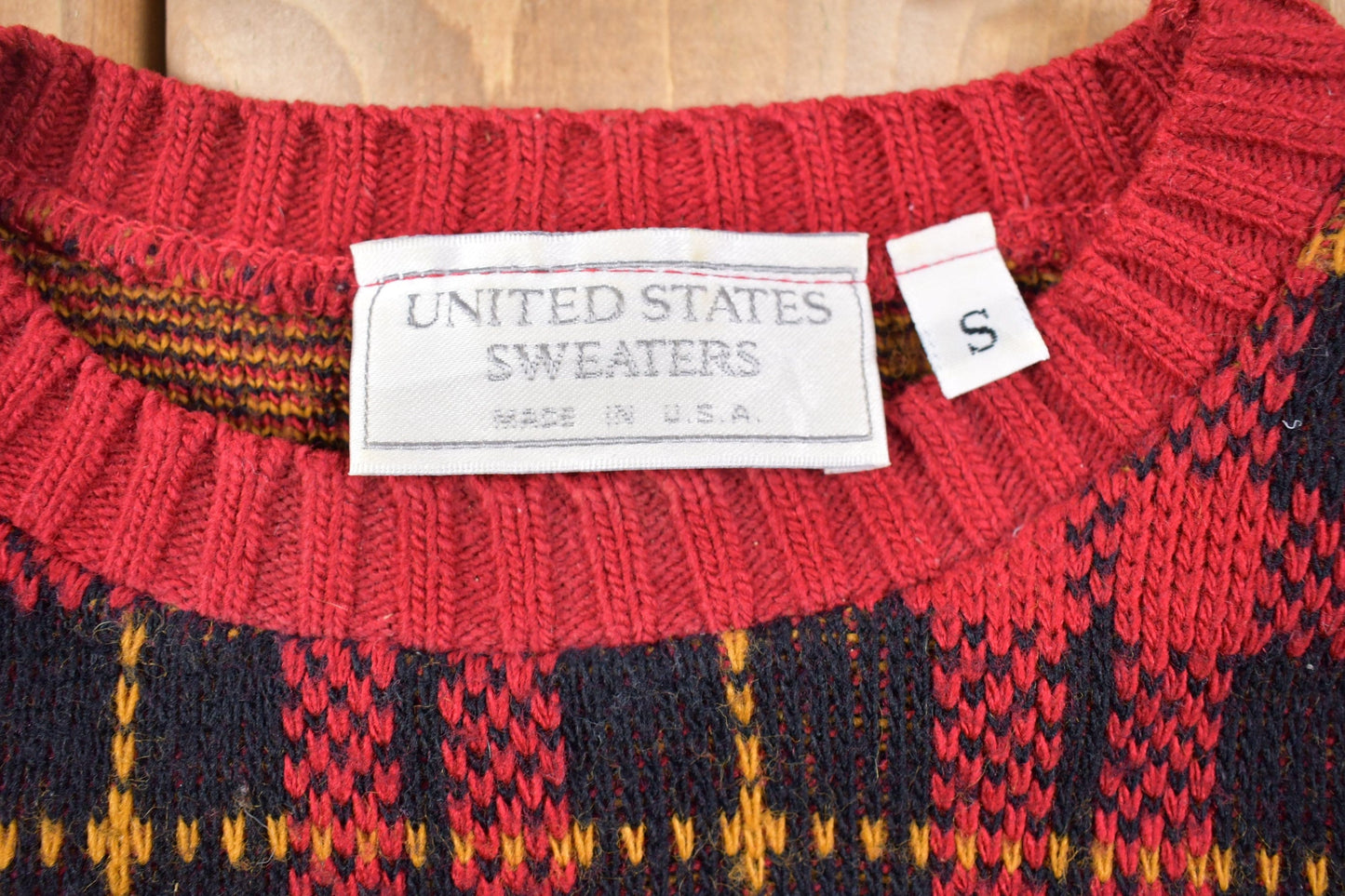 Vintage United States Sweaters Plaid Knitted Sweater Men's Medium