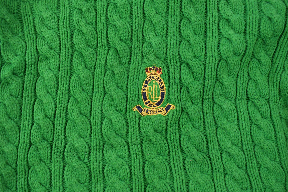 Vintage 1990s Lauren Ralph Lauren Cable Knit Crewneck Sweater Women's M