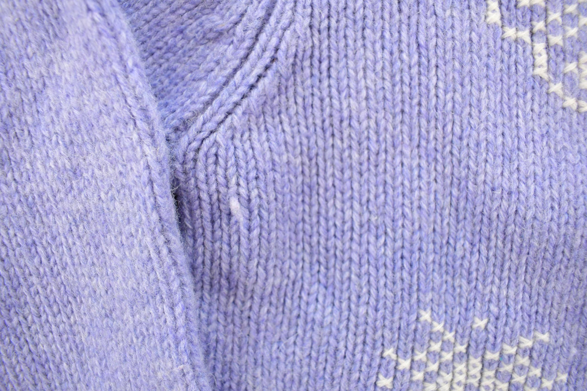 Vintage 1990s Eagle's Eye Snowflake Knit Cardigan Sweater Women's M