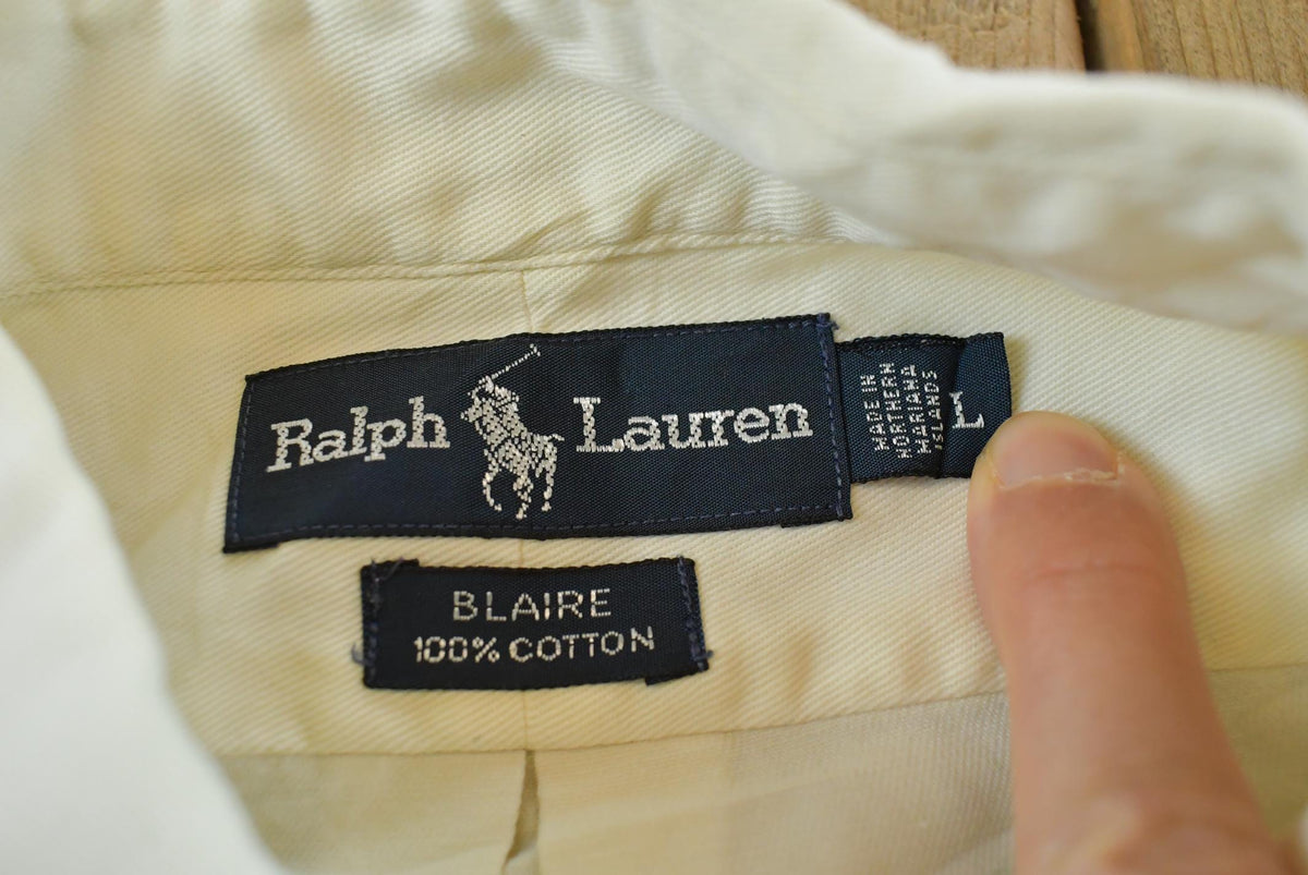 Vintage 1990s Ralph Lauren Blaire White Button Up Shirt Men's 2XL