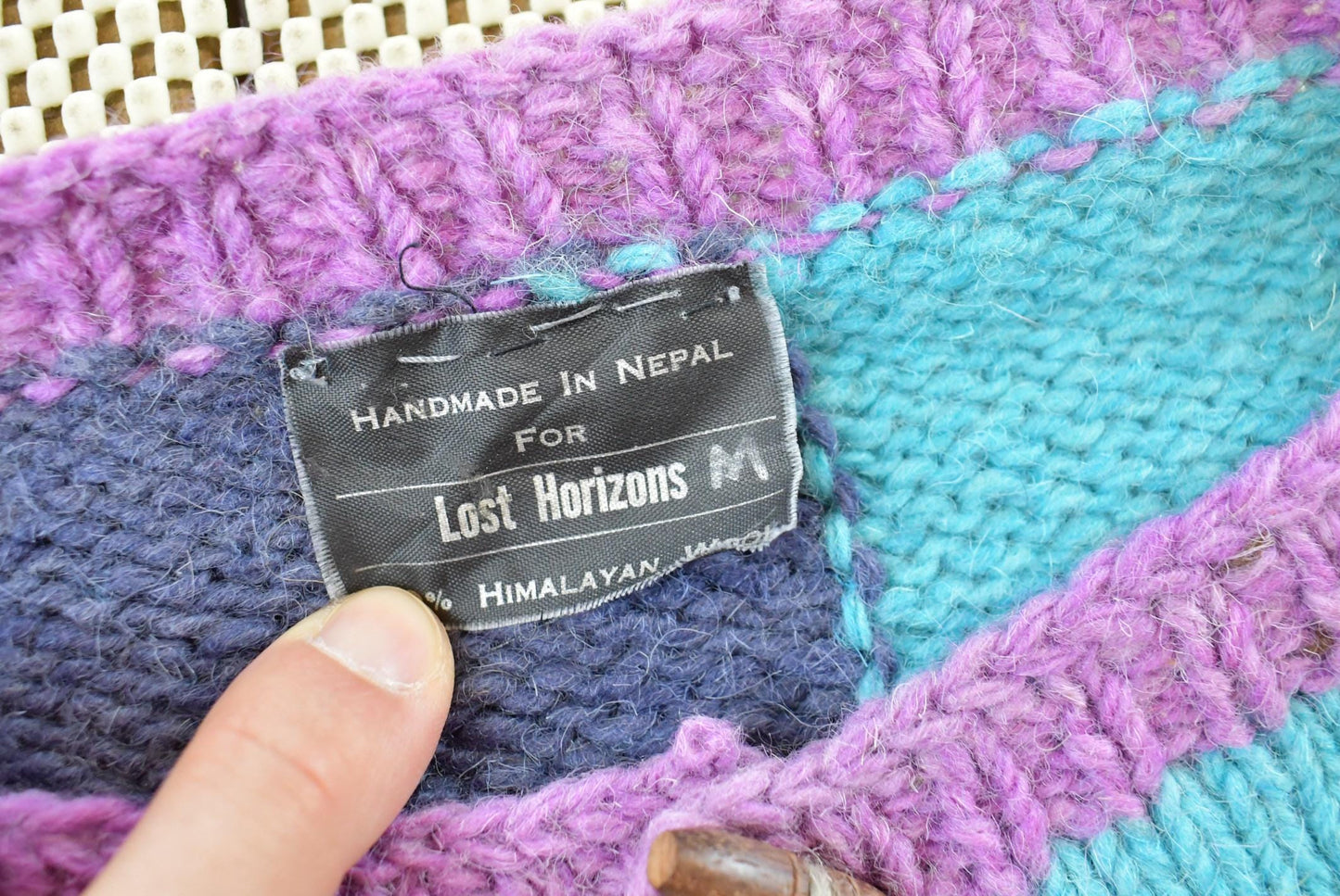 Vintage 1980s Lost Horizons Handmade Knit Quarter Button Collared Sweater Men's S