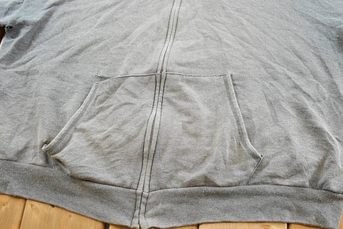 Vintage 2000s Faded Gray Blank Zip Up Hoodie Sweatshirt Men's 2XL