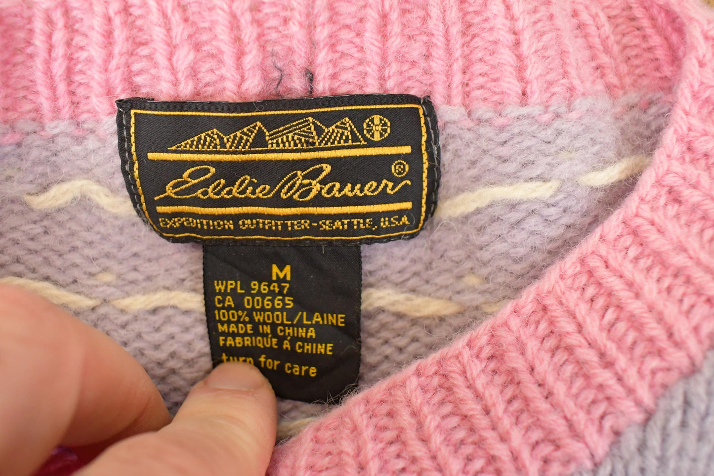 Vintage 1990s Eddie Bauer AOP Ski Wool Knit Cardigan Sweater Women's M