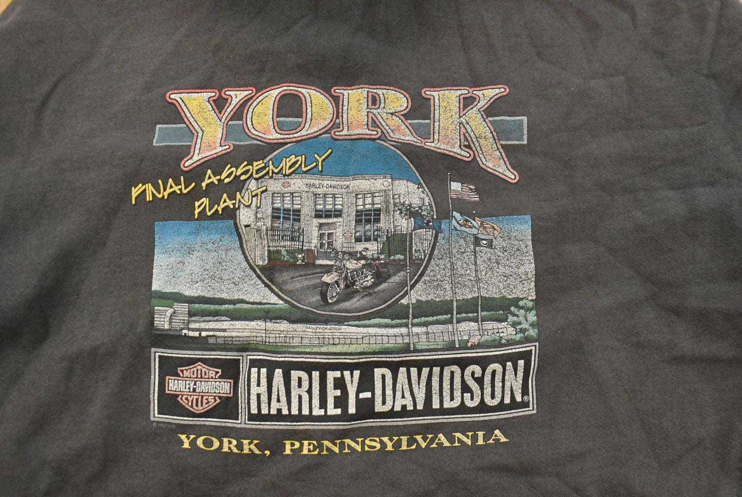Vintage 1990s Distressed Harley Davidson Graphic Full Zip Hoodie Men's 3XL
