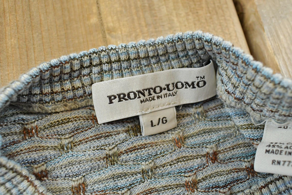 Vintage 1990s Pronto Uomo Striped Cotton Acrylic Knit Crewneck Sweater Men's S