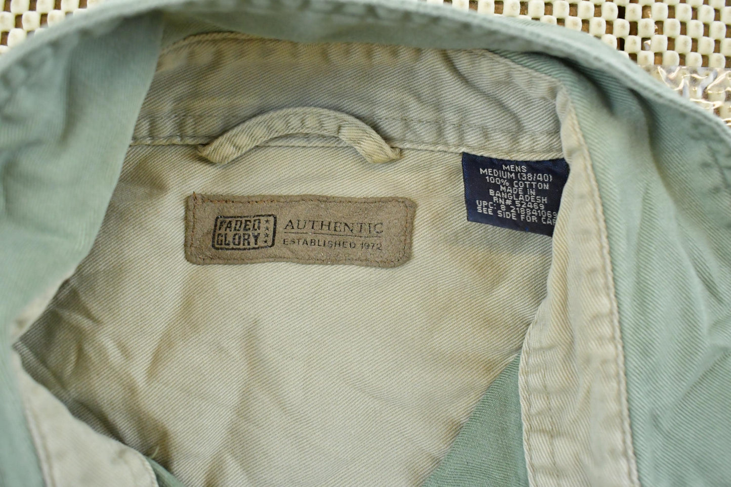 Vintage 1990s Faded Glory Sun Faded Paint Distressed Button Up Shirt Men's M