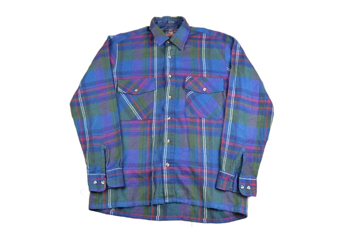 Vintage 1980s Back Packer Plaid Button Up Shirt Men's Large