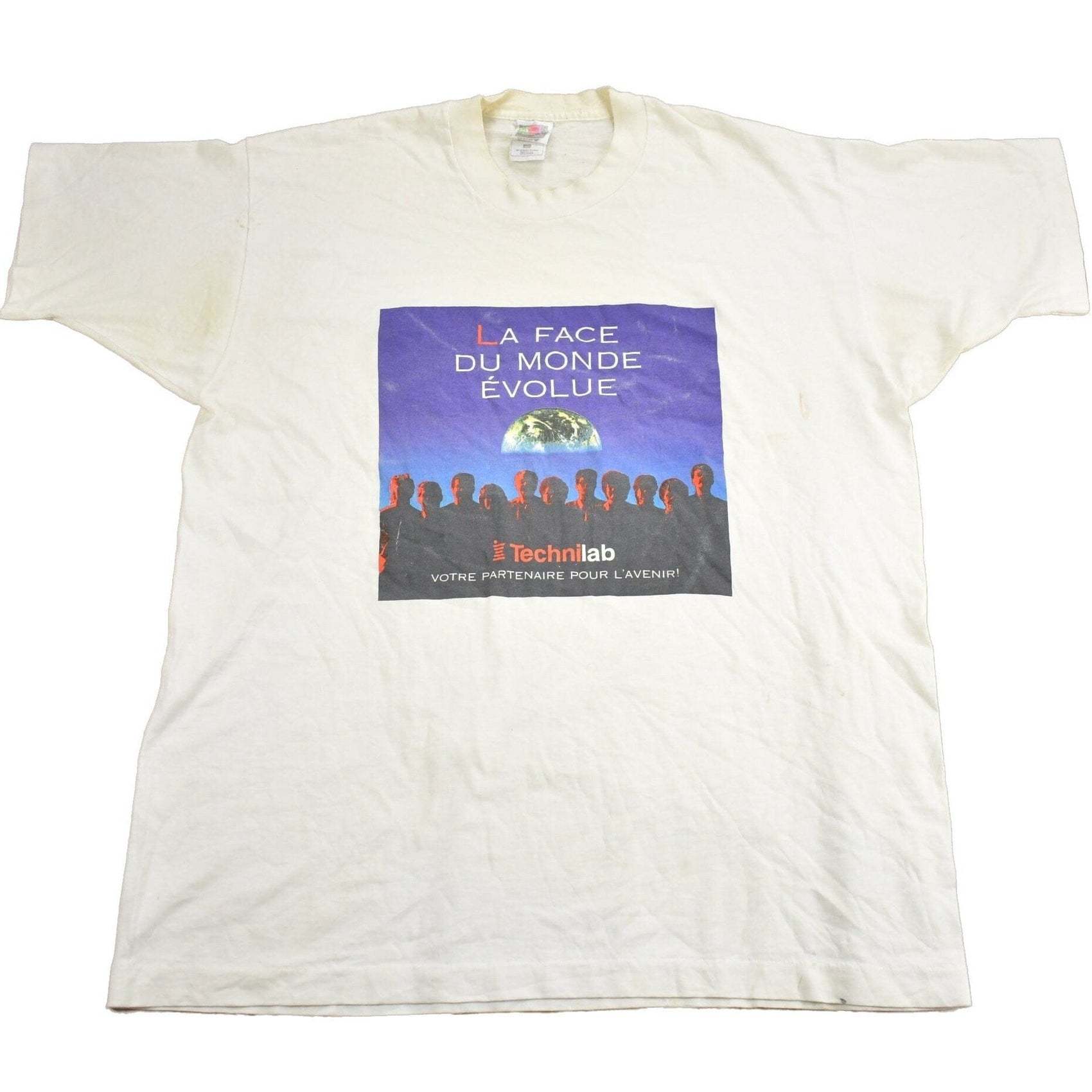 Vintage 1990s La Face Du Monde Évolue Technilab Graphic T Shirt Men's XL