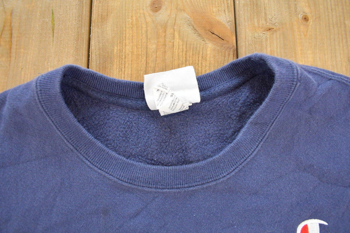 Vintage 2000s Champion Reverse Weave Blank Navy Blue Crewneck Sweatshirt Men's L