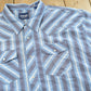 Vintage 1990s Wrangler Western Shirts Striped Pearl Snap Short Sleeve Button Up Shirt Mens 4XL