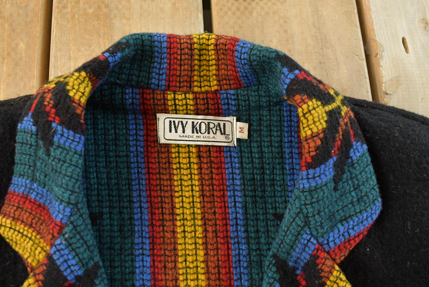 Vintage 1990s Ivy Koral Western All Over Print Wool Robe Men's M