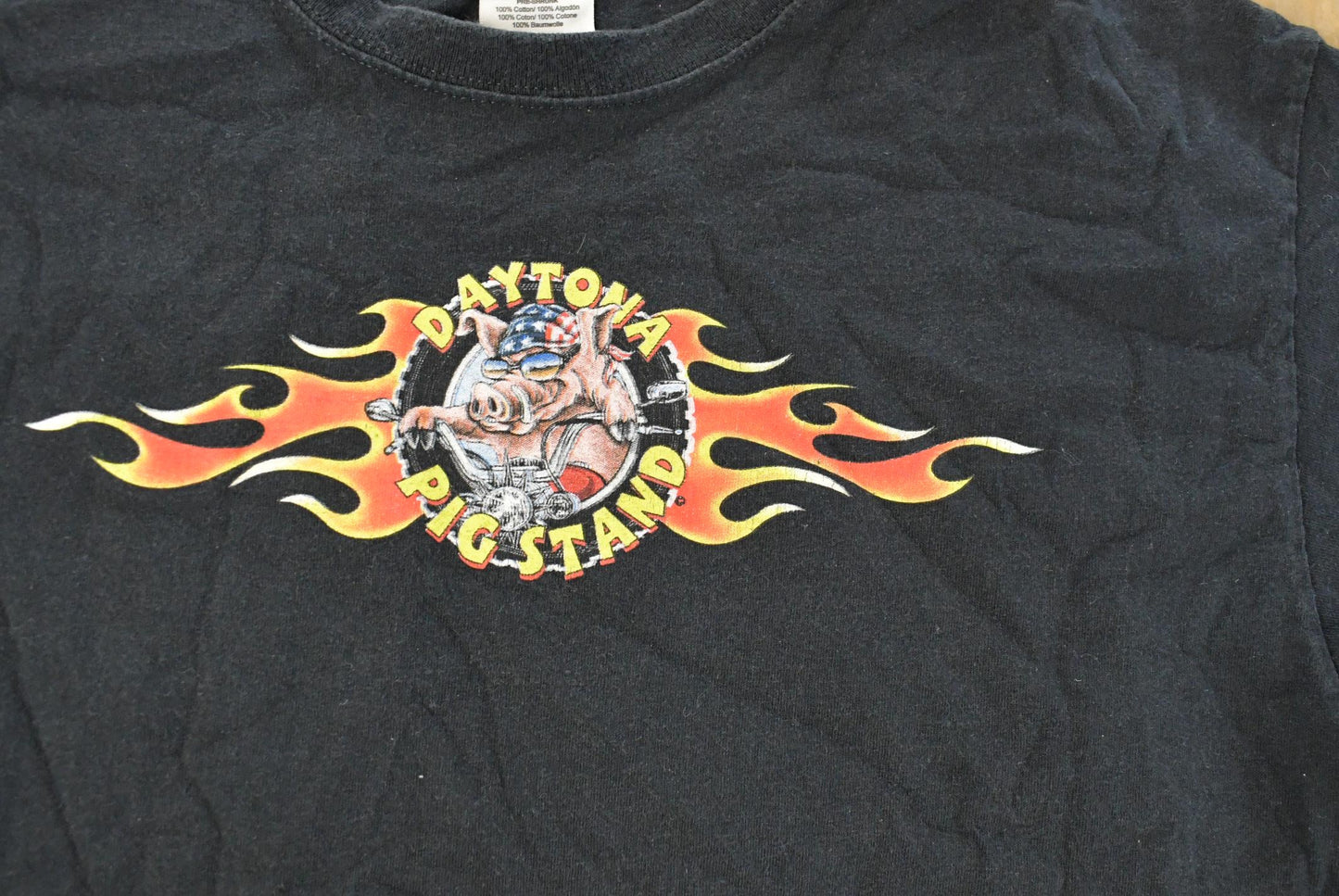 Vintage 1990s Daytona Beach Pig Stand Biker T-Shirt Men's Large