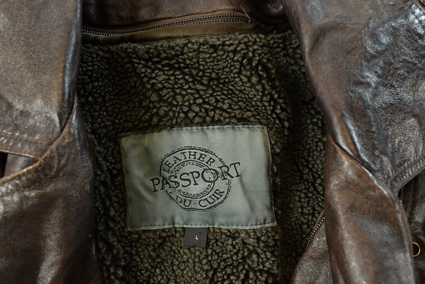 Vintage 1990s Passport Leather Motorcycle Biker Jacket Men's L