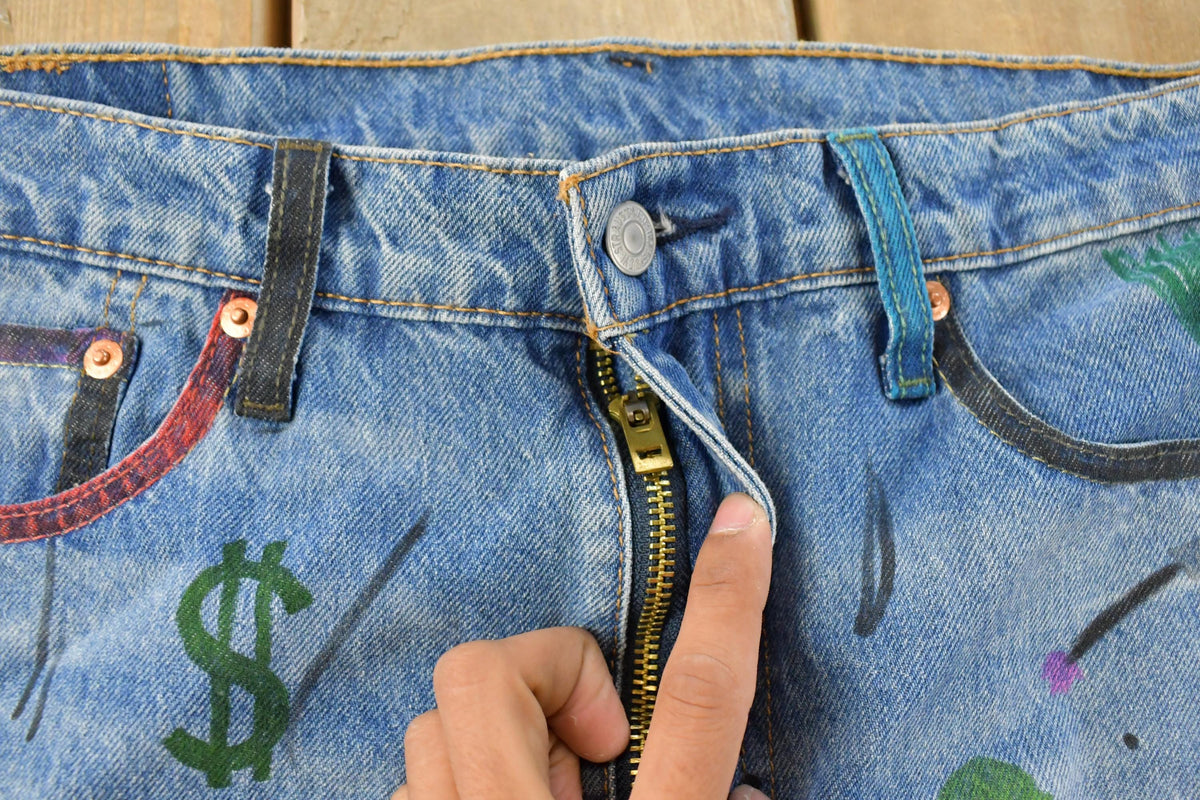 Vintage 2000s Levi's Paint Distressed Orange Tab Denim Jeans Men's 34 x 29