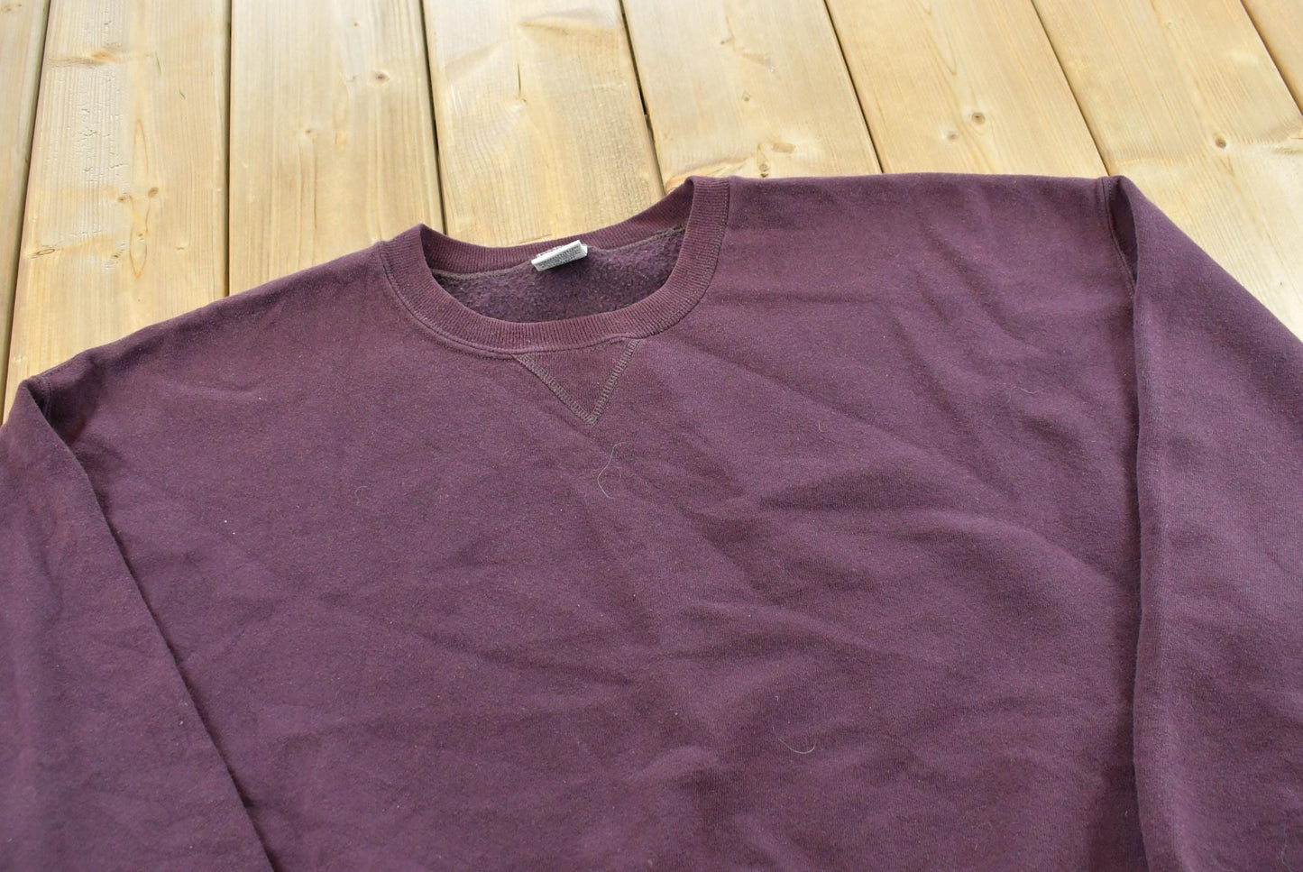 Vintage 1990s Russell Athletics Blank Purple Crewneck Sweatshirt Men's XL
