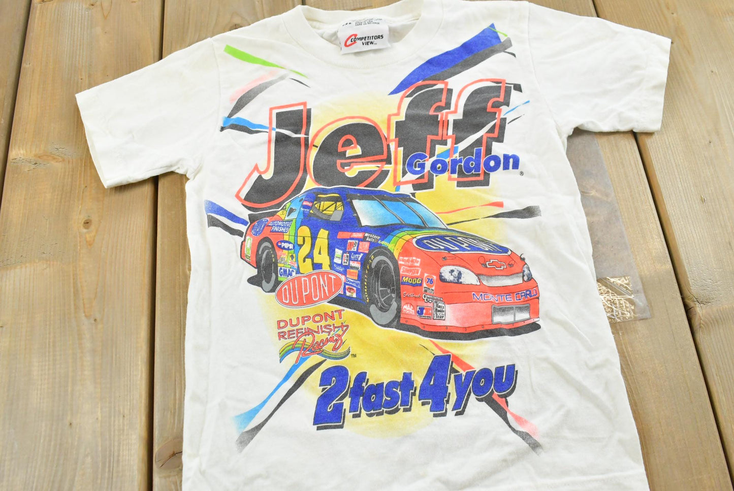 Vintage 1990s Jeff Gordon Dupont 2 Fast 4 You NASCAR Racing T-Shirt Youth 6