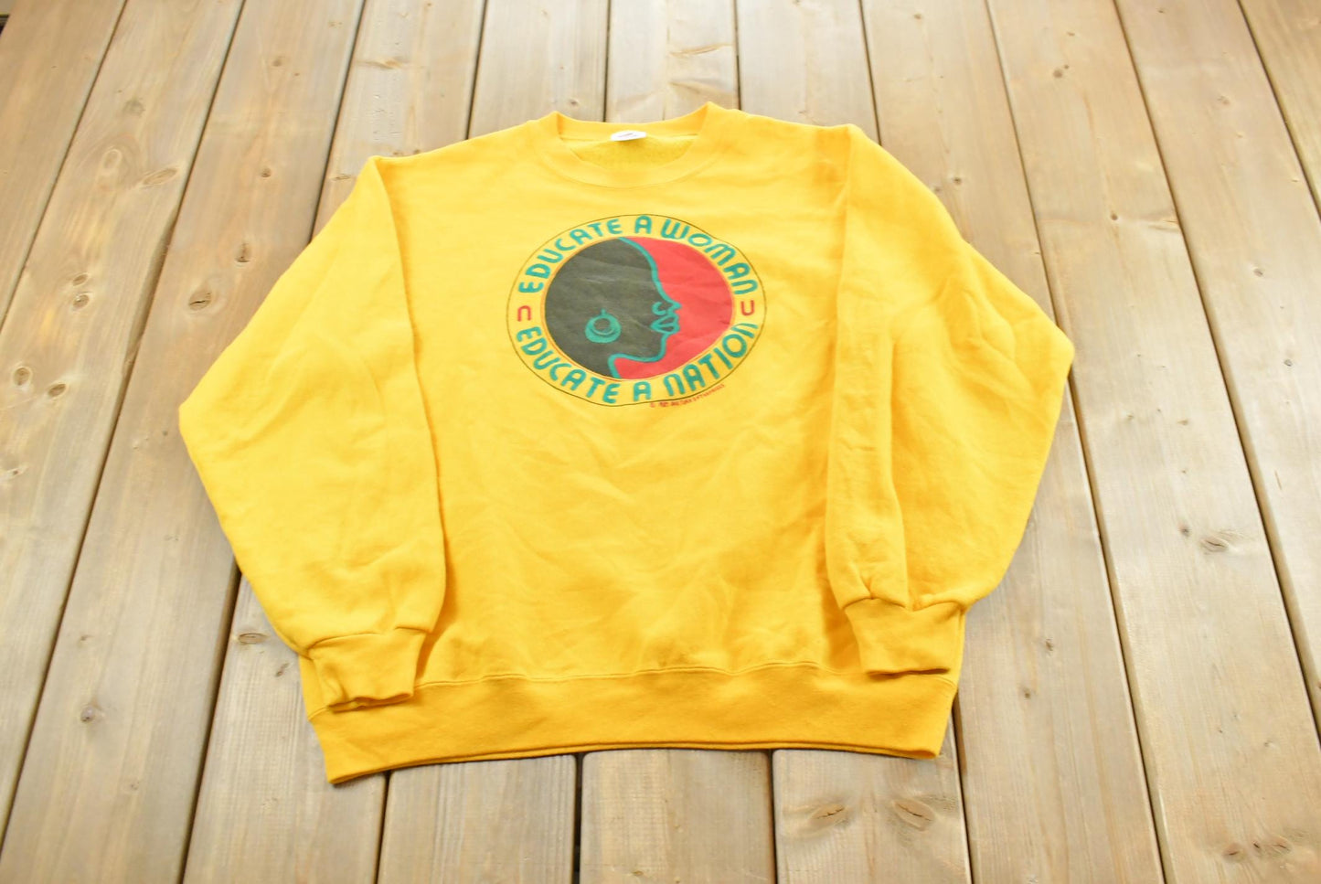 Vintage 1987 Educate A Woman Educate a Nation Feminism Crewneck Sweatshirt Men's L / Made in USA / 1980s Streetwear