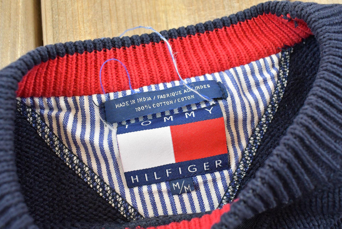 Vintage 1990s Tommy Hilfiger Cotton Knit Crest Logo Crewneck Sweater Men's M