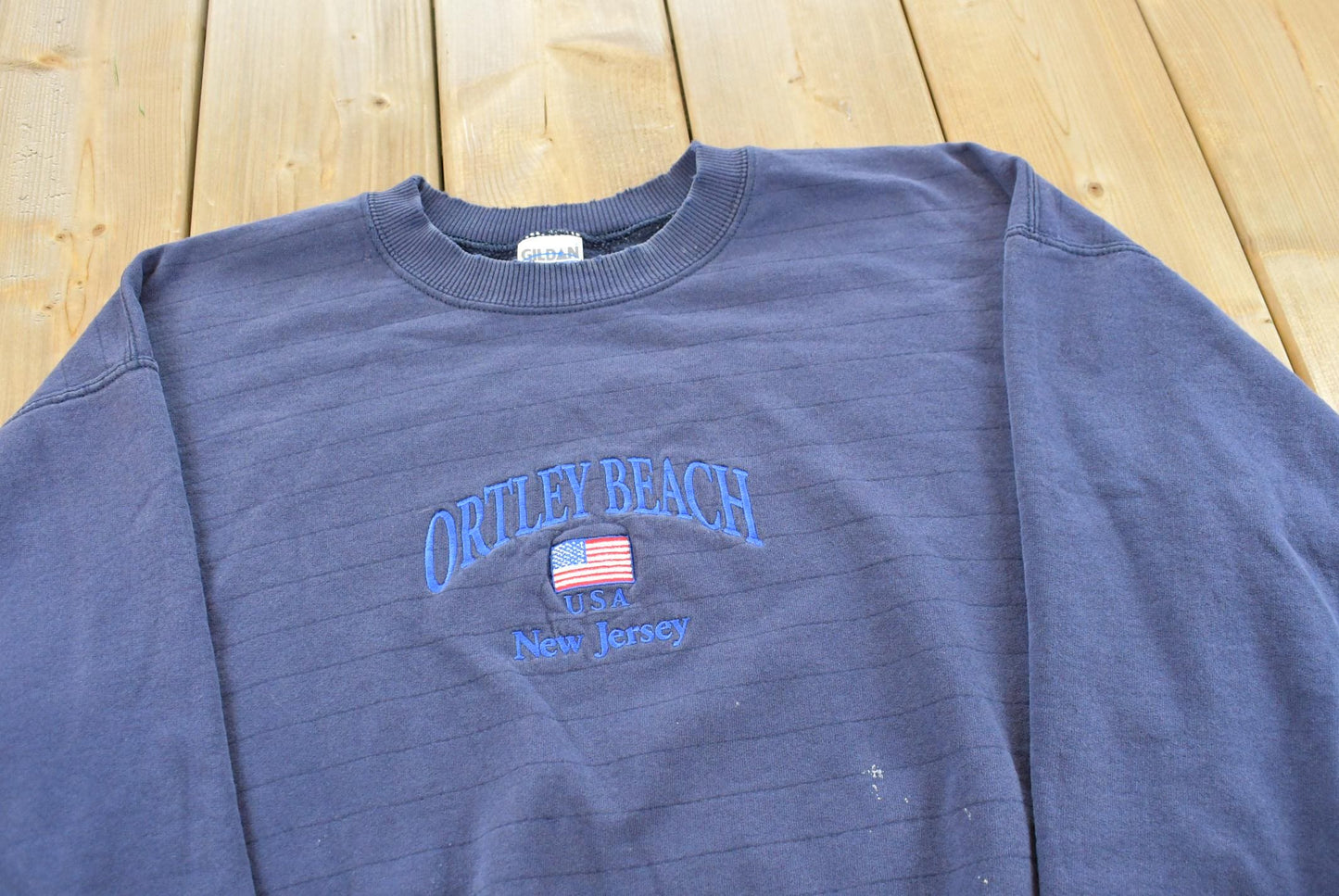 Vintage 2000s Ortley Beach New Jersey Embroidered Souvenir Crewneck Sweatshirt Men's L
