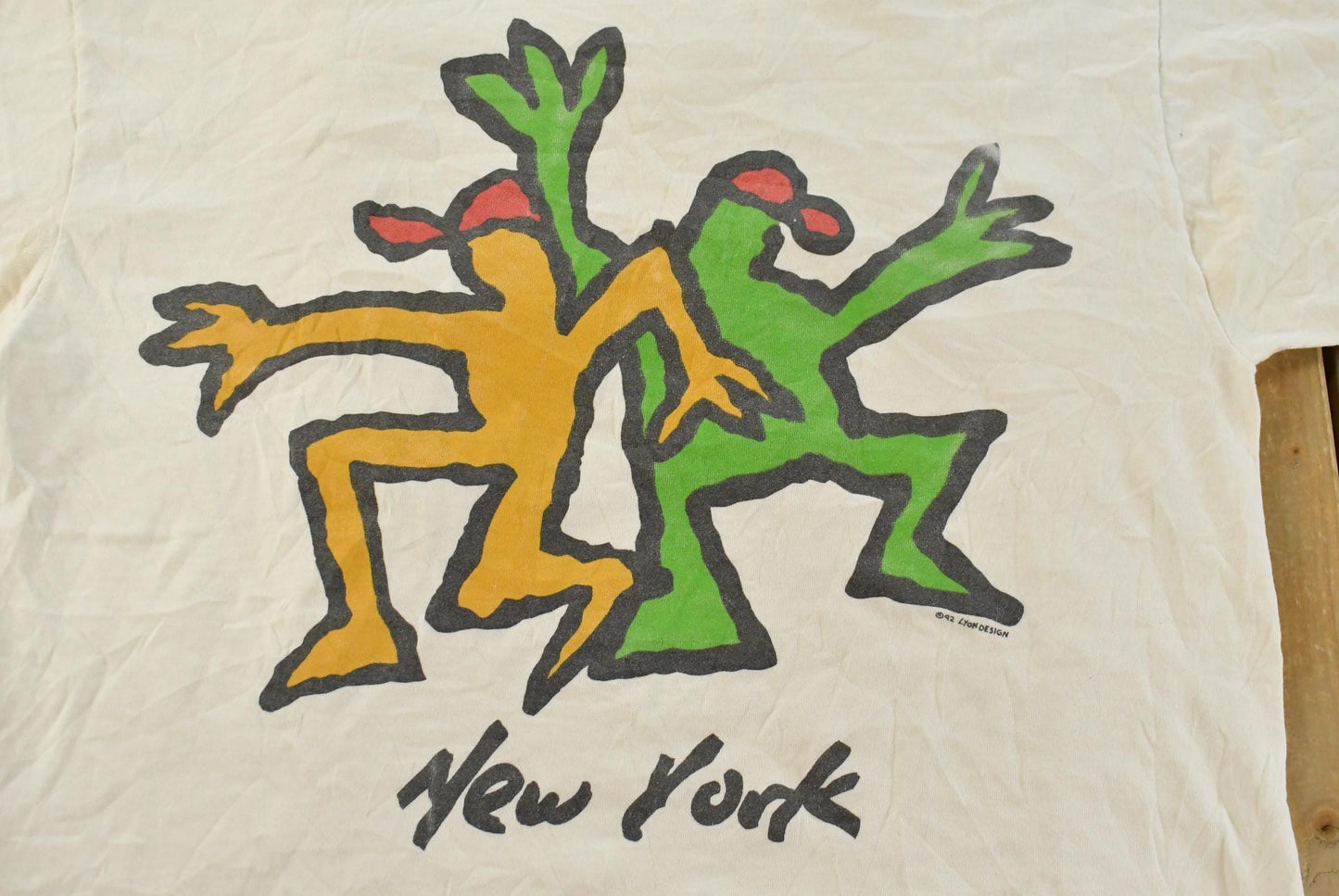 Vintage 1990s New York Keith Haring Style Art Graphic T-Shirt Men's L