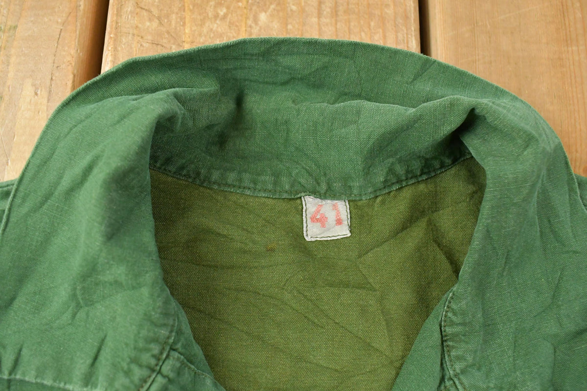 Vintage 1970s Military Popover Polo Button Up Shirt Men's Large
