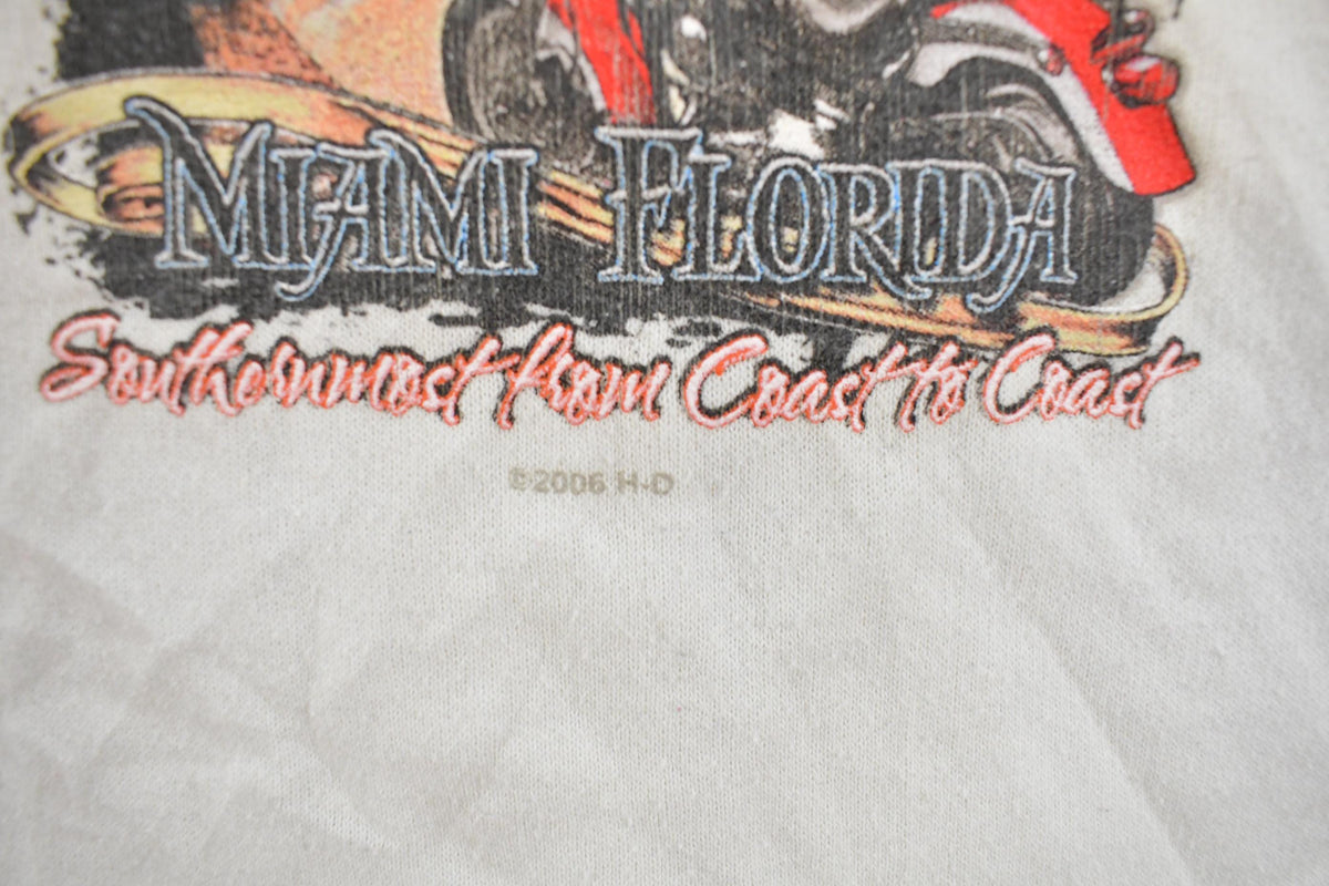 Vintage 2000s Harley Davidson Miami Florida Motorcycle Graphic Zip Up Hoodie Women's S