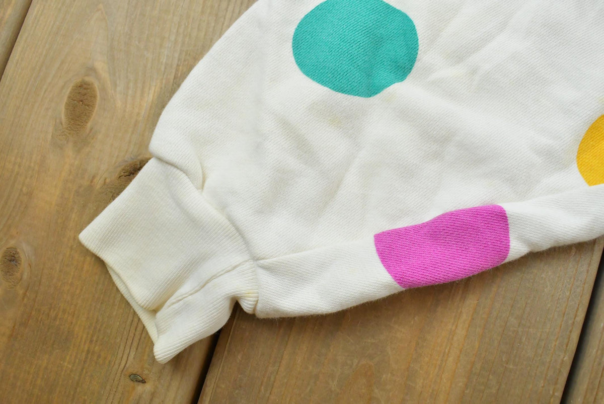 Vintage 1980s Walt Disney Mickey Mouse Polka Dots Crewneck Sweatshirt Men's M