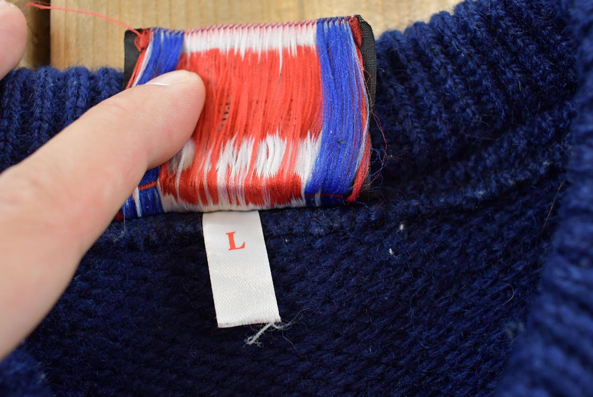 Vintage 1990s Norwool Wool Knit Abstract Pattern Sweater Men's L