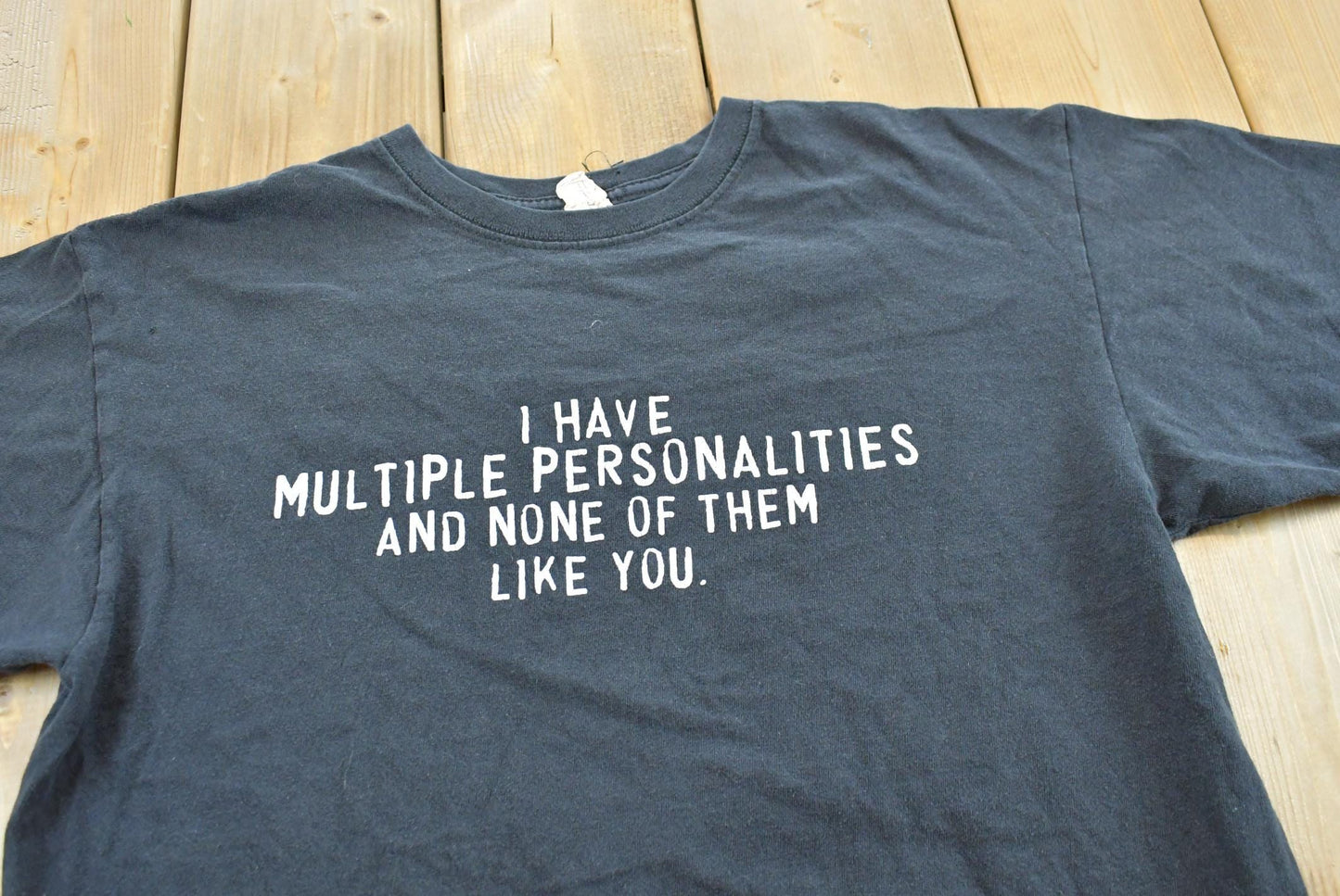 Vintage Y2K Multiple Personalities Funny Graphic T-Shirt Men's L