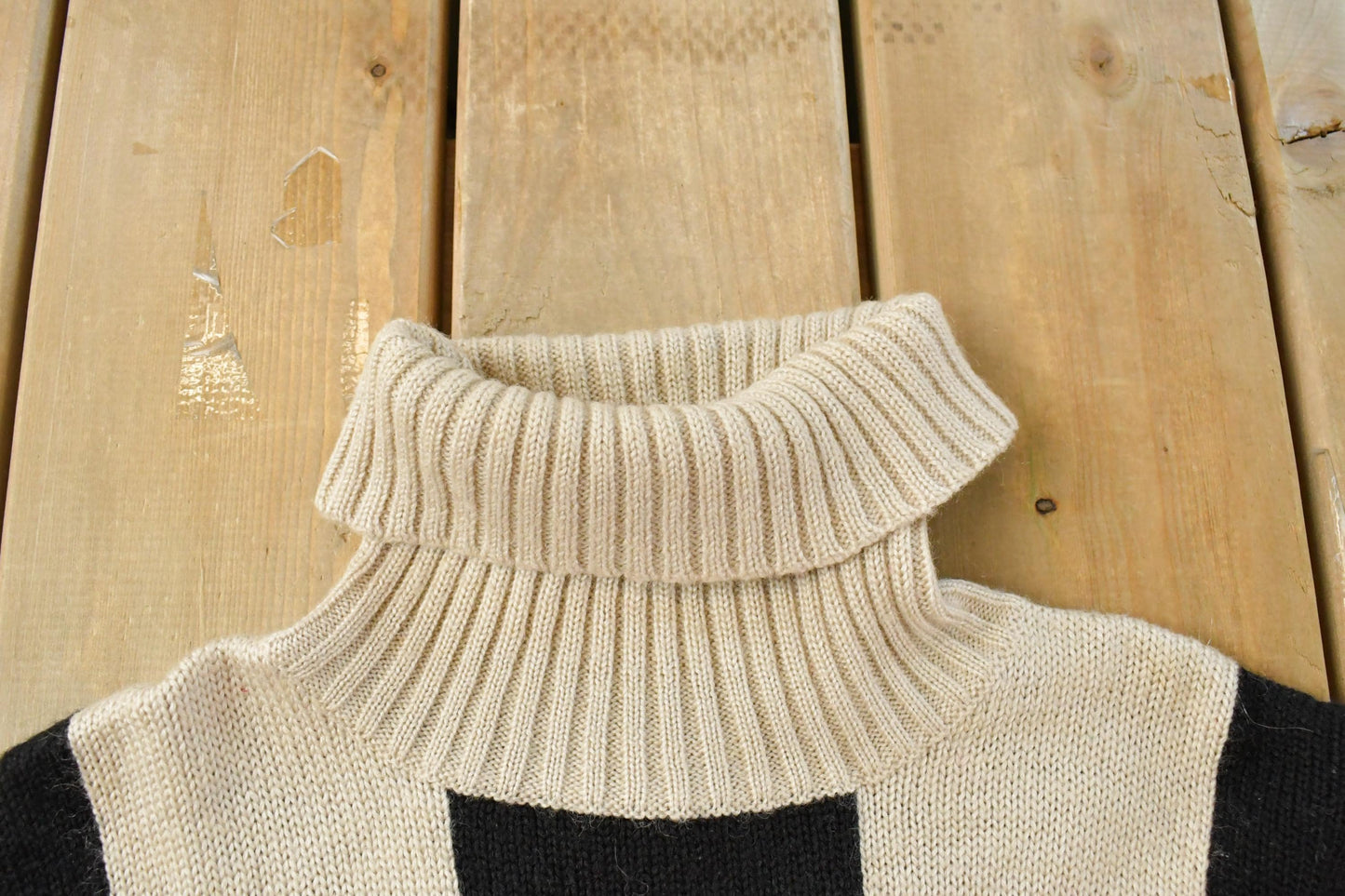 Vintage 1990s Together Checkered Turtle Neck Knit Sweater Womens S