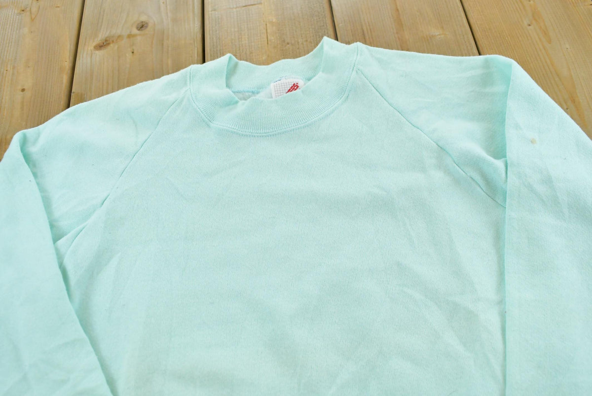Vintage 1990s Jerzees Blank Light Blue Raglan Crewneck Sweatshirt Men's XS