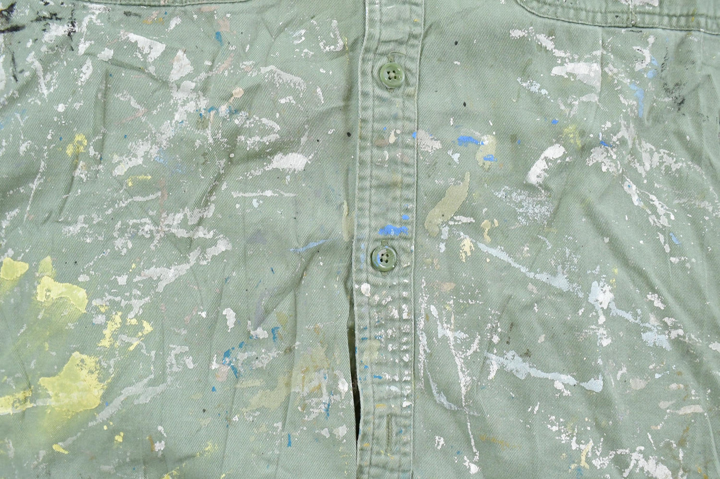 Vintage 1990s Faded Glory Sun Faded Paint Distressed Button Up Shirt Men's M