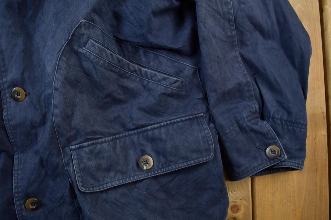 Vintage 1990s Aberdeen Chore Coat Leather Collar Jacket Men's L