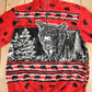 Vintage 1990s Bear & Wilderness Theme All Over Print Fleece Sweater Men's M