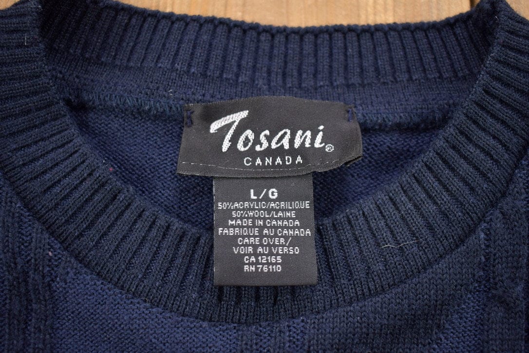 Vintage 1990s Tosani Knitted Crewneck Sweater Men's Large