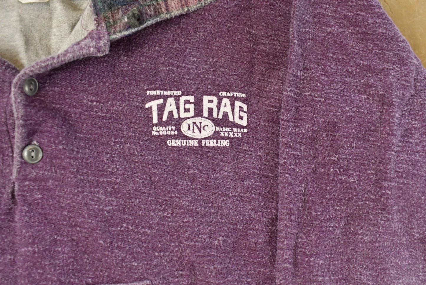 Vintage 1990s Tag Rag Henley Hoodie Sweatshirt Men's Large