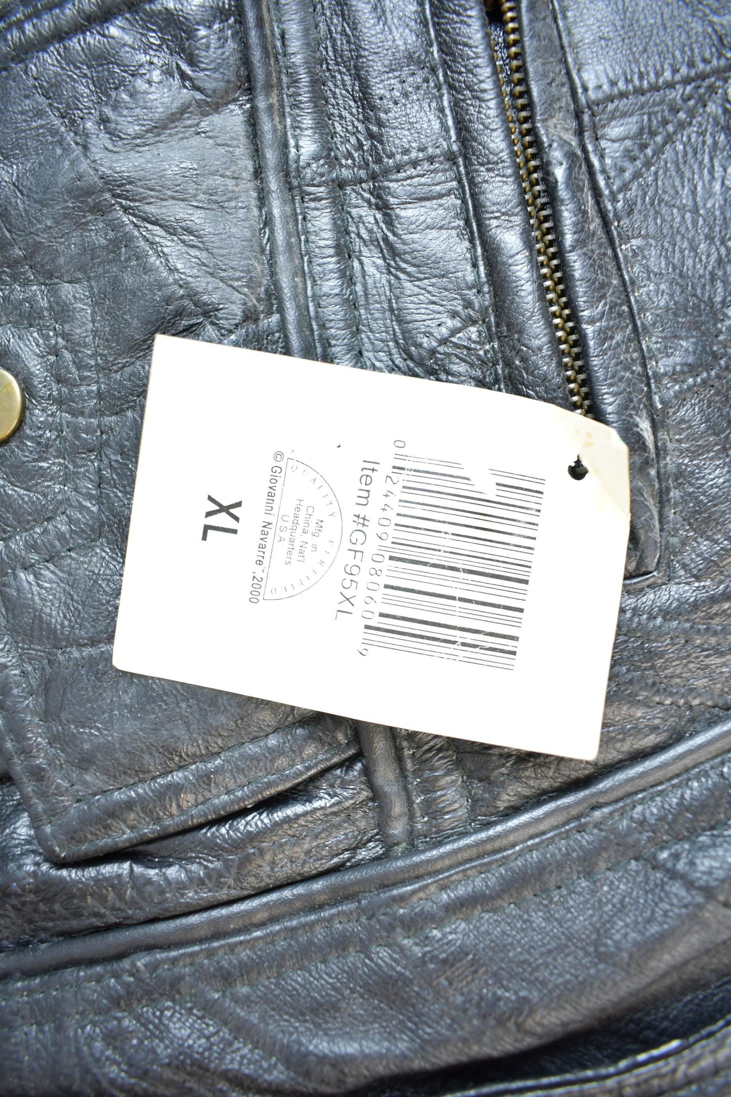 Vintage 2000 Giovanni Navarre Leather Biker Jacket With Lining Men's XL NWT