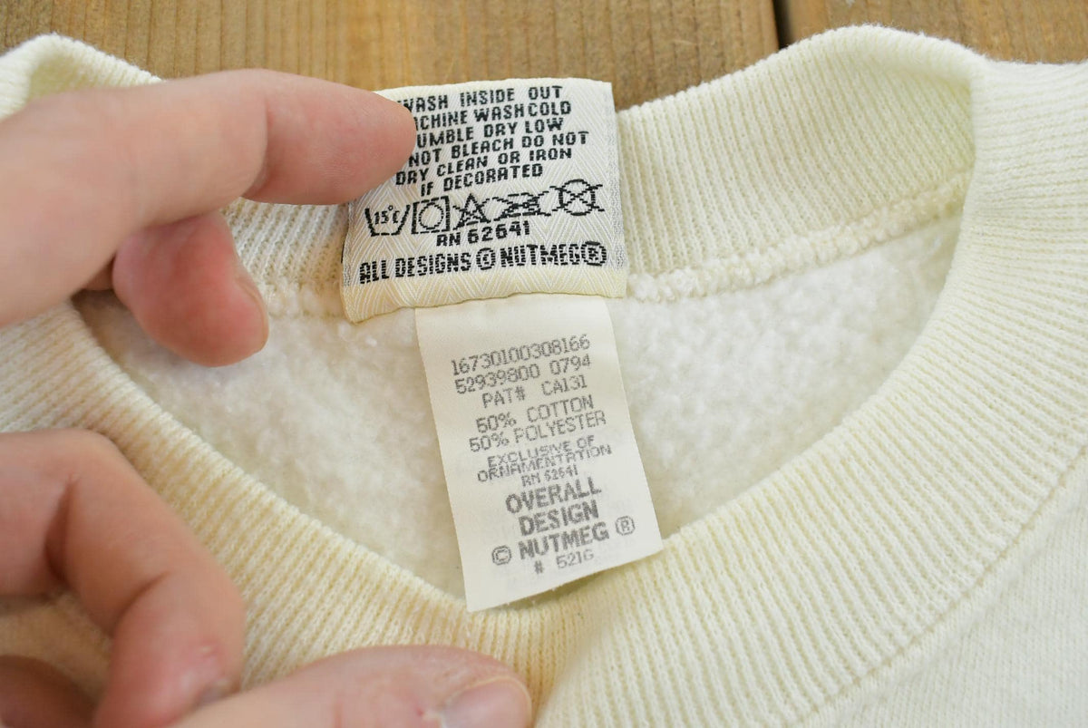 Vintage 1990s Nutmeg Mills Blank White Crewneck Sweatshirt Men's XL