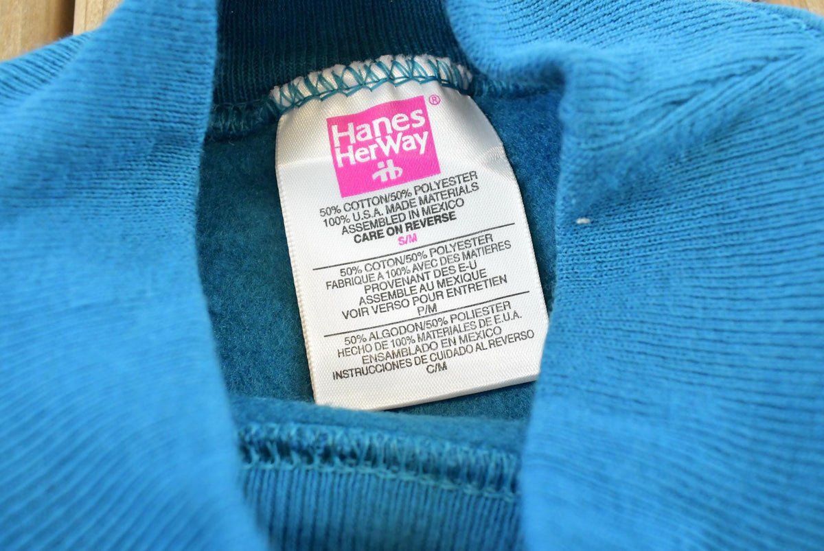 Vintage 1990s Deadstock Hanes Her Way Blank Blue Crewneck Sleep Sweatshirt Women's M Long