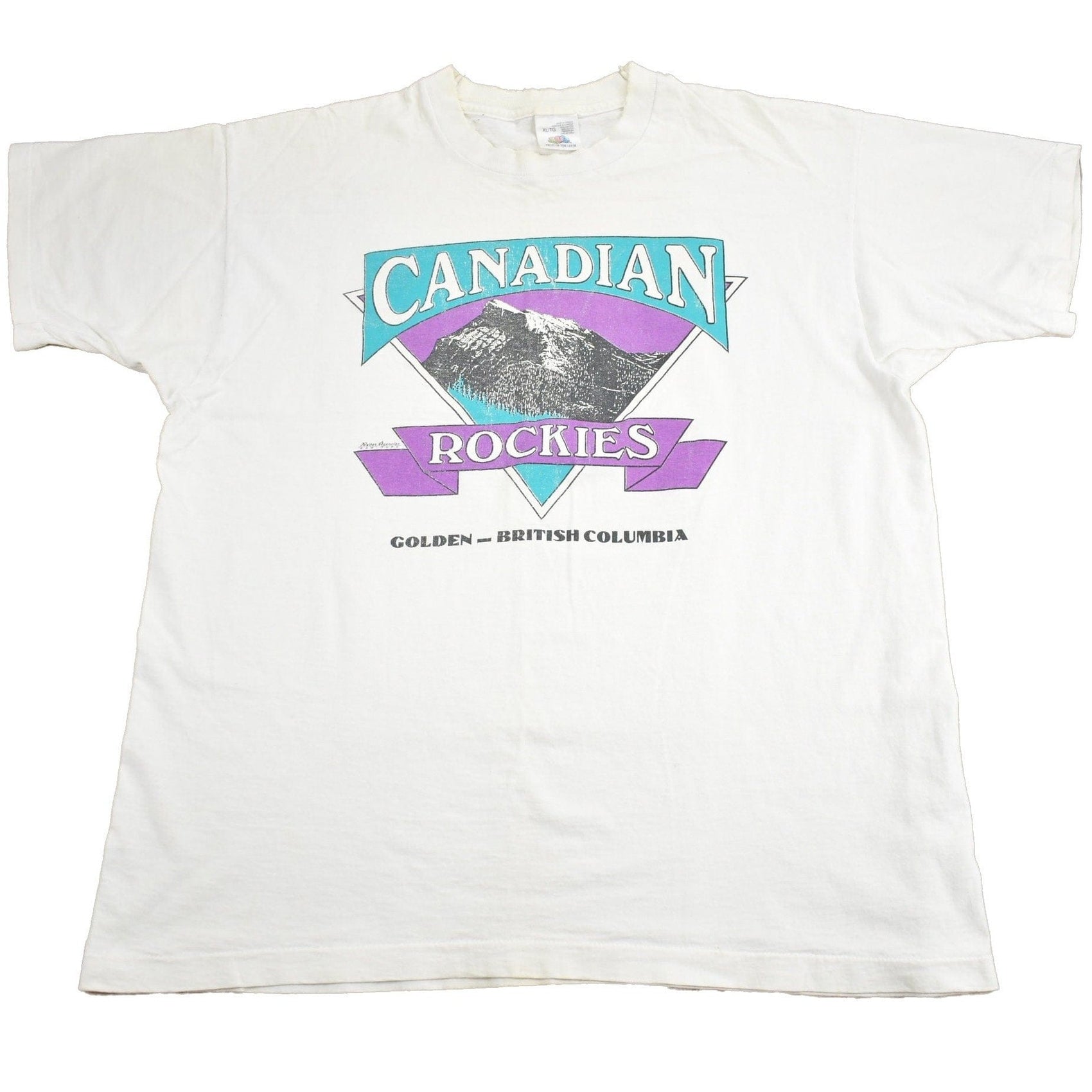 Vintage 1990s Canadian Rockies Golden British Columbia Souvenir T Shirt Men's XL