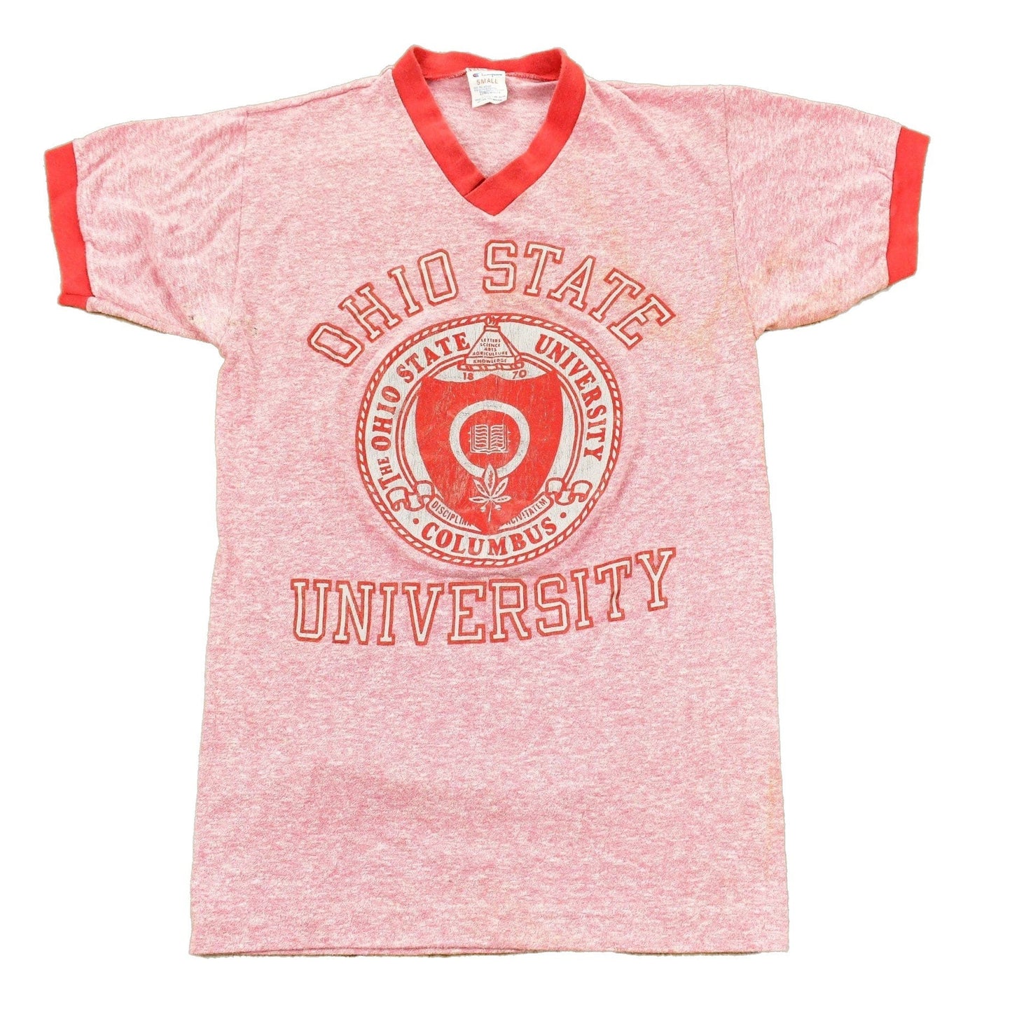 Vintage 1970s Champion University of Ohio State Collegiate Ringer T-Shirt Men's 2XS