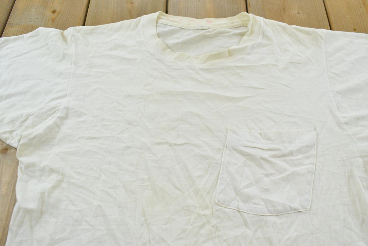 Vintage 1980s Blank White Pocket T-Shirt Men's M