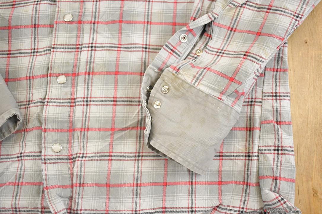 Vintage 1990s Wrangler Western Plaid Button Up Shirt Men's M